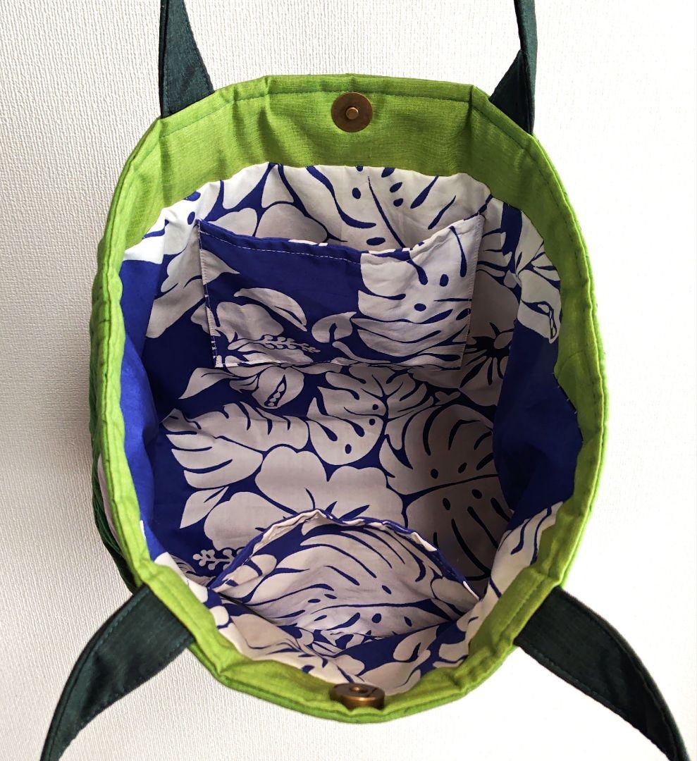 ハンドメイド　ハワイアンキルトバッグ　（水芭蕉）