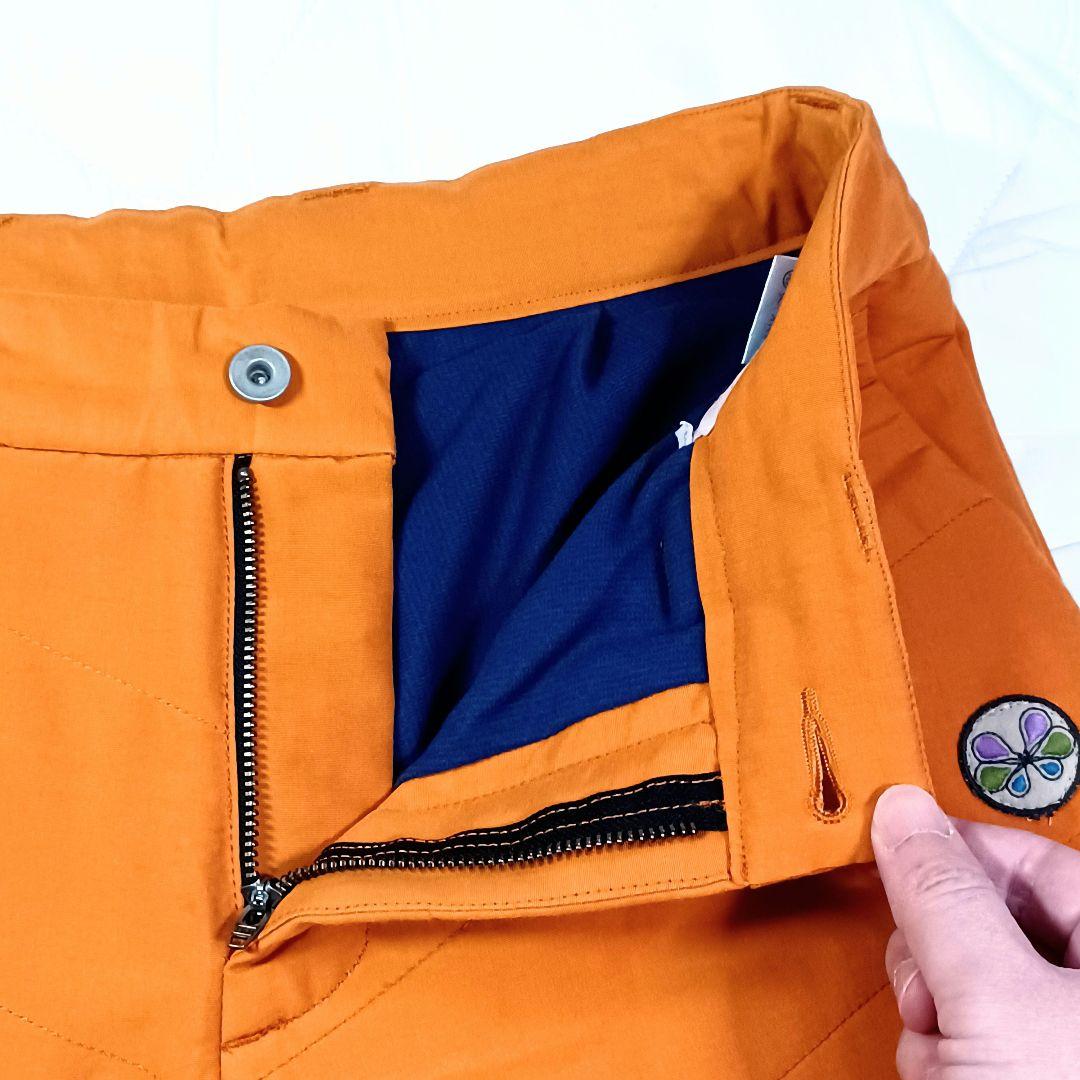 美品■TOVHO トヴホ 裏地付 防寒 撥水 中綿パンツ オレンジ メンズ 03