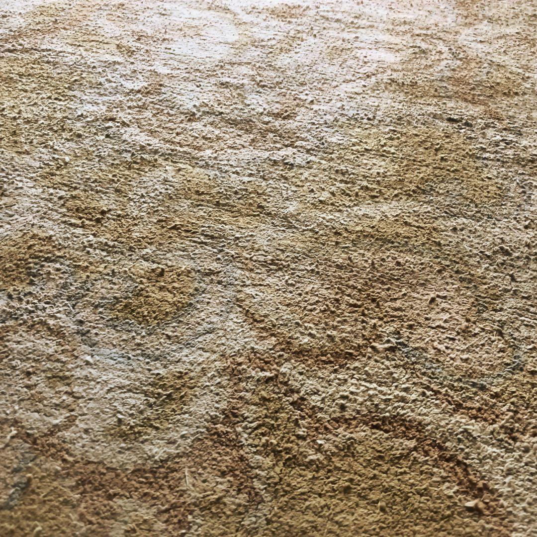 アンティーク緞通　苔色の古びた緞通のラグ　赤穂　堺　鍋島　屋敷　大正ロマン