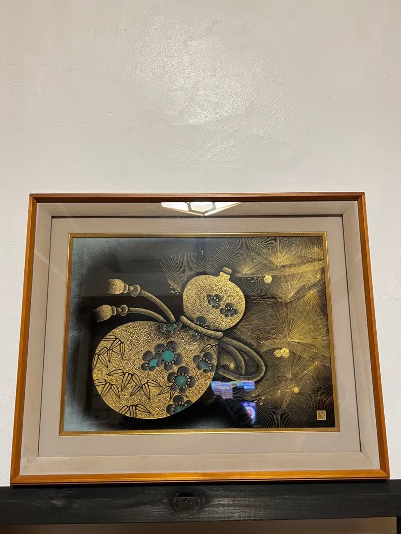 漆芸アート作品 金色と黒色　輪島塗　ひょうたん　瓢箪