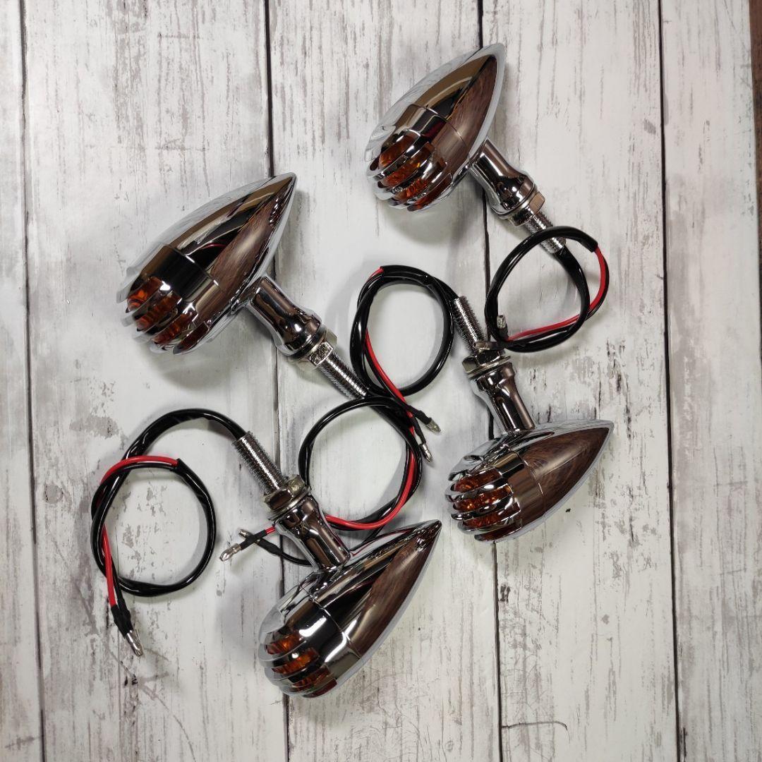 バードケージウインカー　４個セット　アルミポリッシュ　チョッパー　管050637