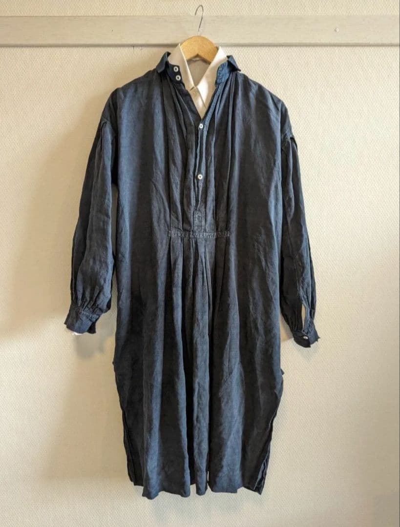 【最終価格】1900s フレンチアンティーク　インディゴリネンスモック