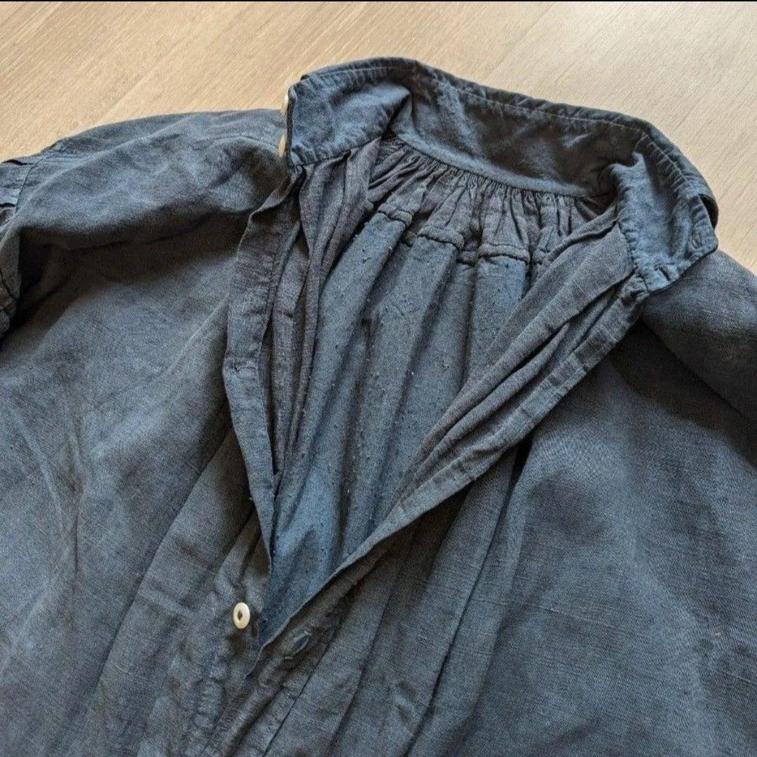 【最終価格】1900s フレンチアンティーク　インディゴリネンスモック