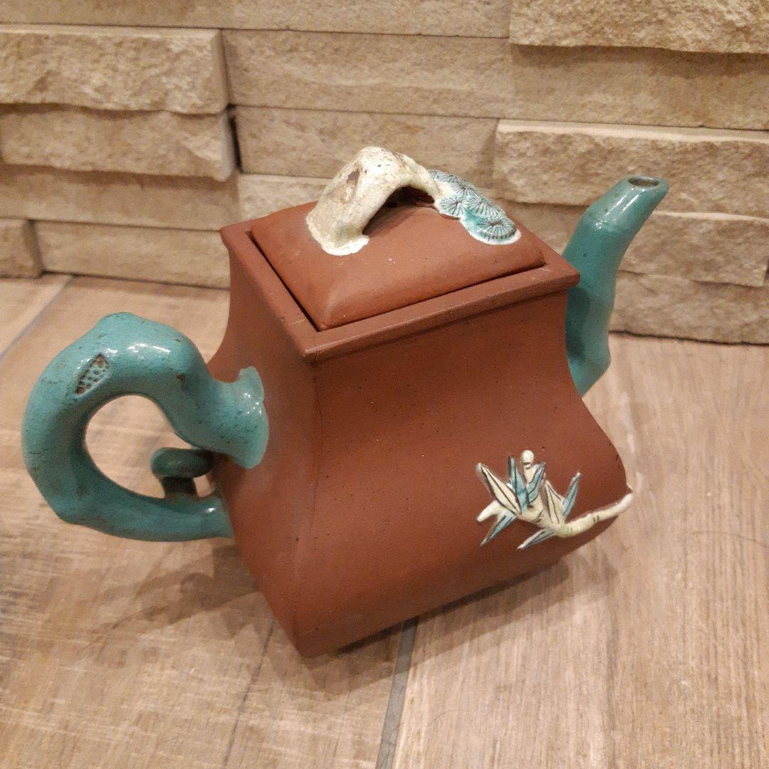 唐物　宜興紫砂　色絵花文　朱泥急須　単孔口　煎茶道具 ヴィンテージ 中国茶器