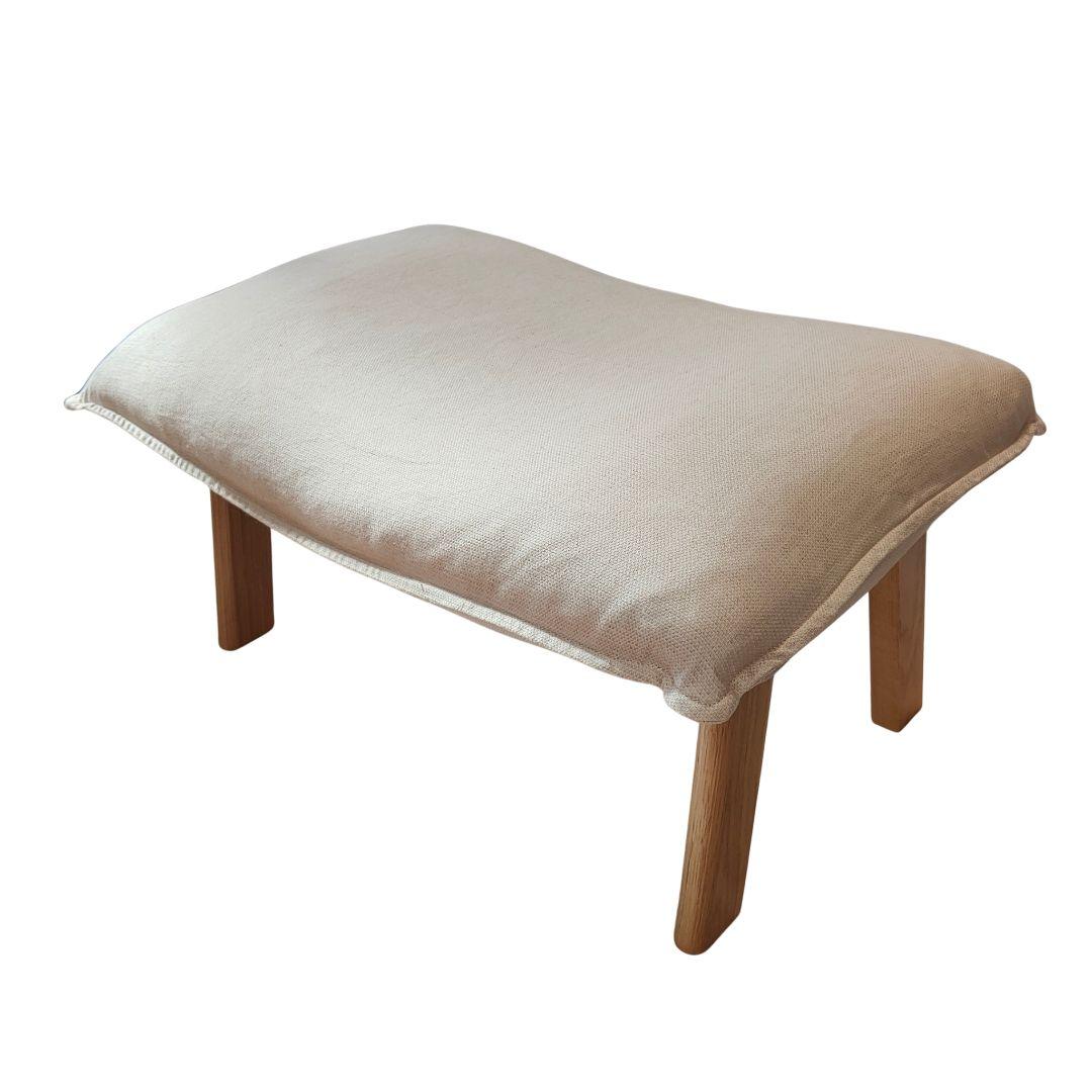 美品✨無印良品 ハイバックリクライニングソファ用オットマン アイボリー 麻混