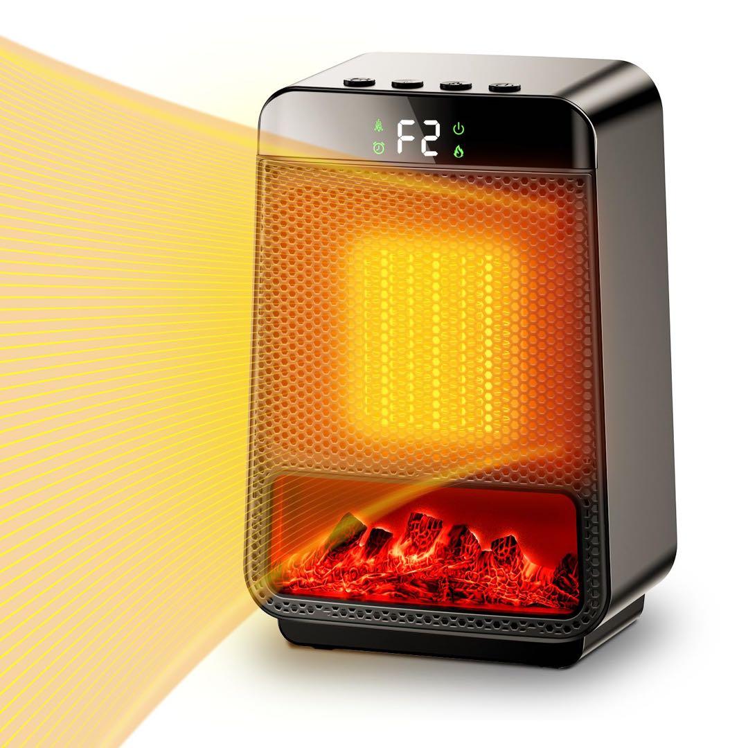 セラミックファンヒーター 足元 暖房 電気ストーブ　黒