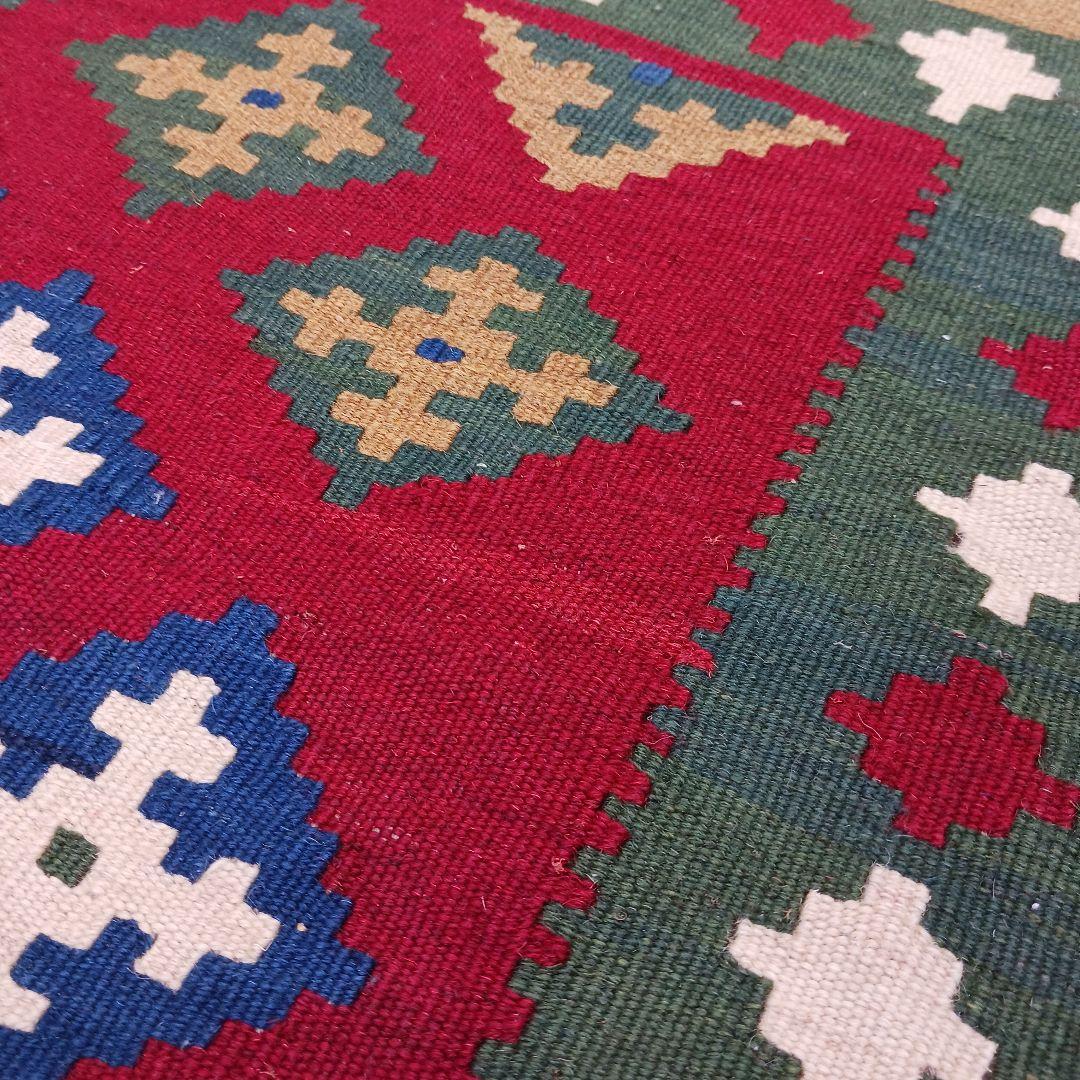 Y2658-1 イラン カシュガイ産 キリム 天然染料 ウール100% 絨毯