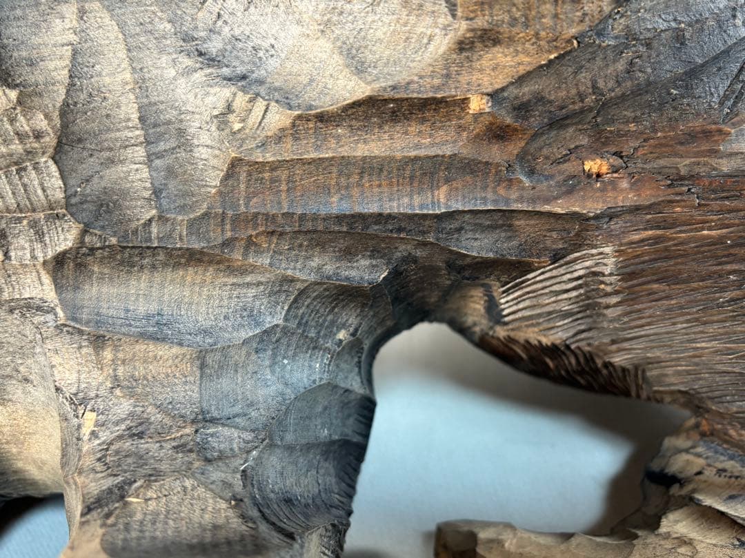 刻印「八江」木彫り熊　置物　北海道　クマ　民芸　古道具　アンティーク