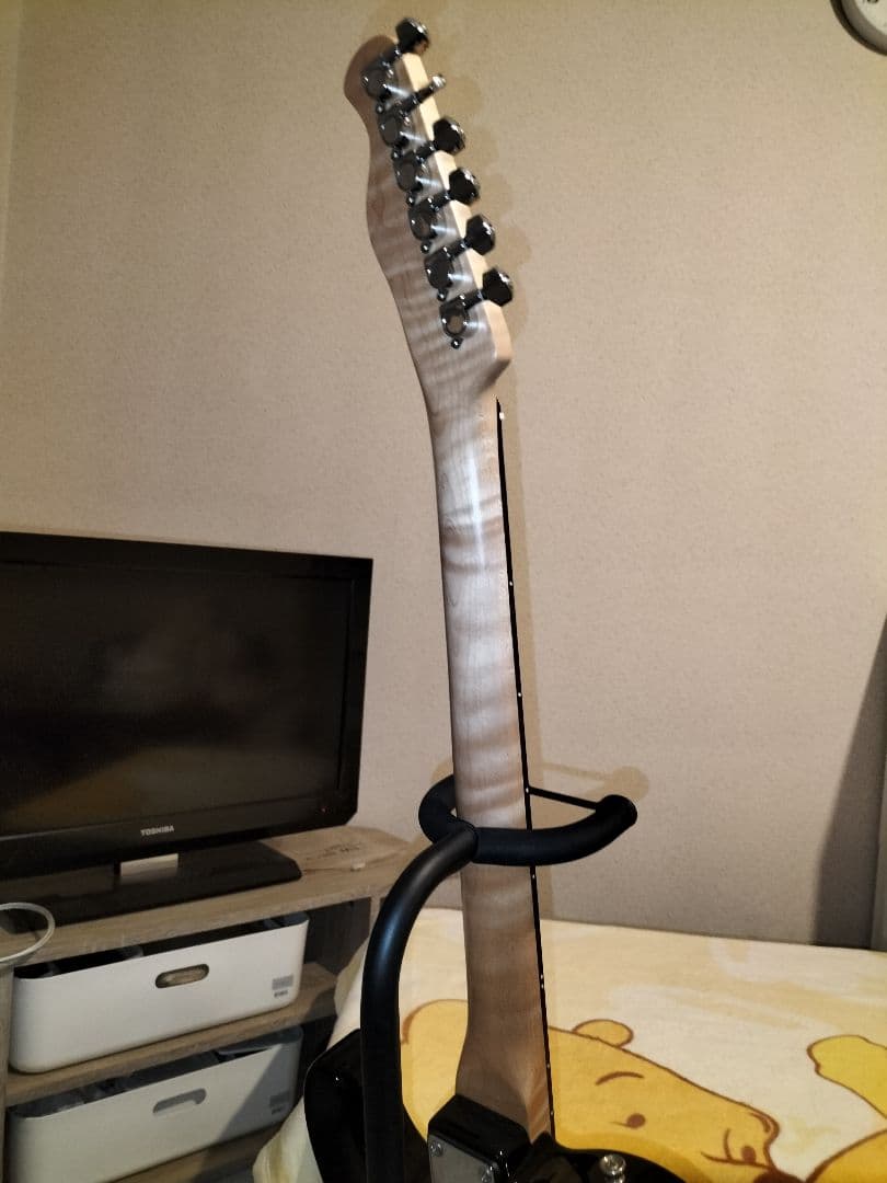 Bacchusバッカス テレキャスターBTE-1R/ブラック【トラ杢ネック】