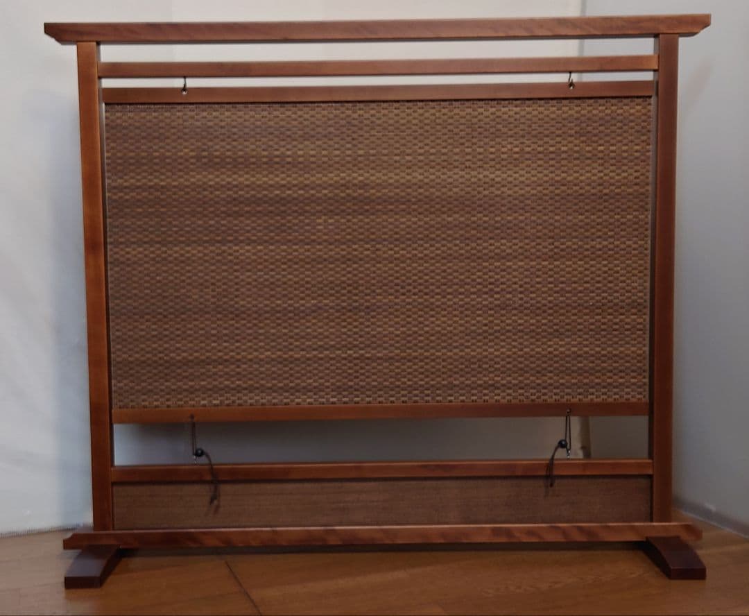 衝立　間仕切り　 木製 　竹簾パーテーション衝立　枯茶色仕上げフレーム　茶竹①