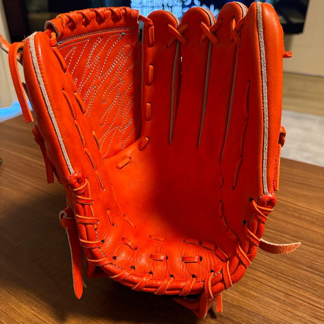 RYU オレンジ色 硬式野球グローブ 炎模様