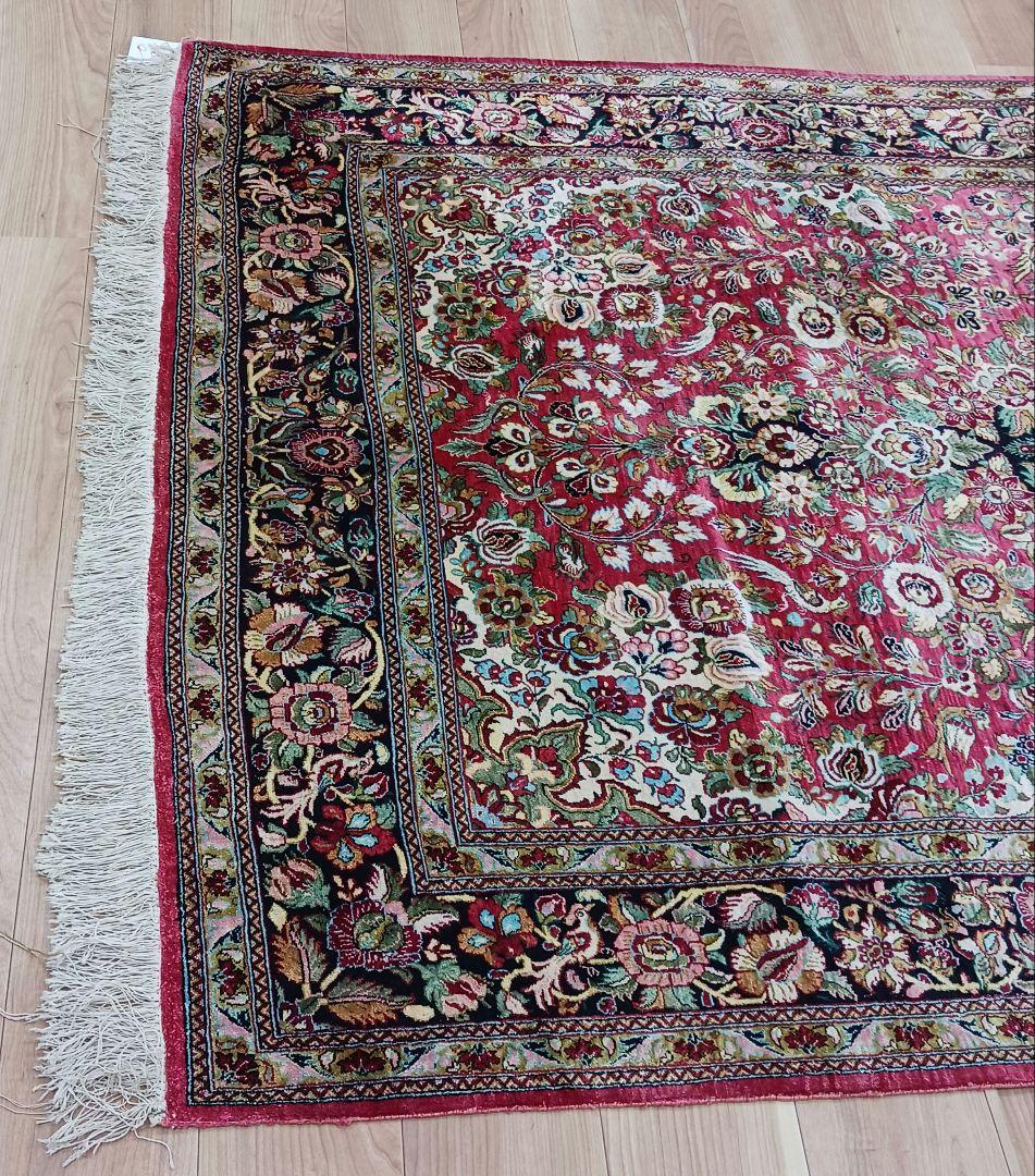 Y3009 ペルシャ絨毯 クム産 シルク100% 手織り81万ノット