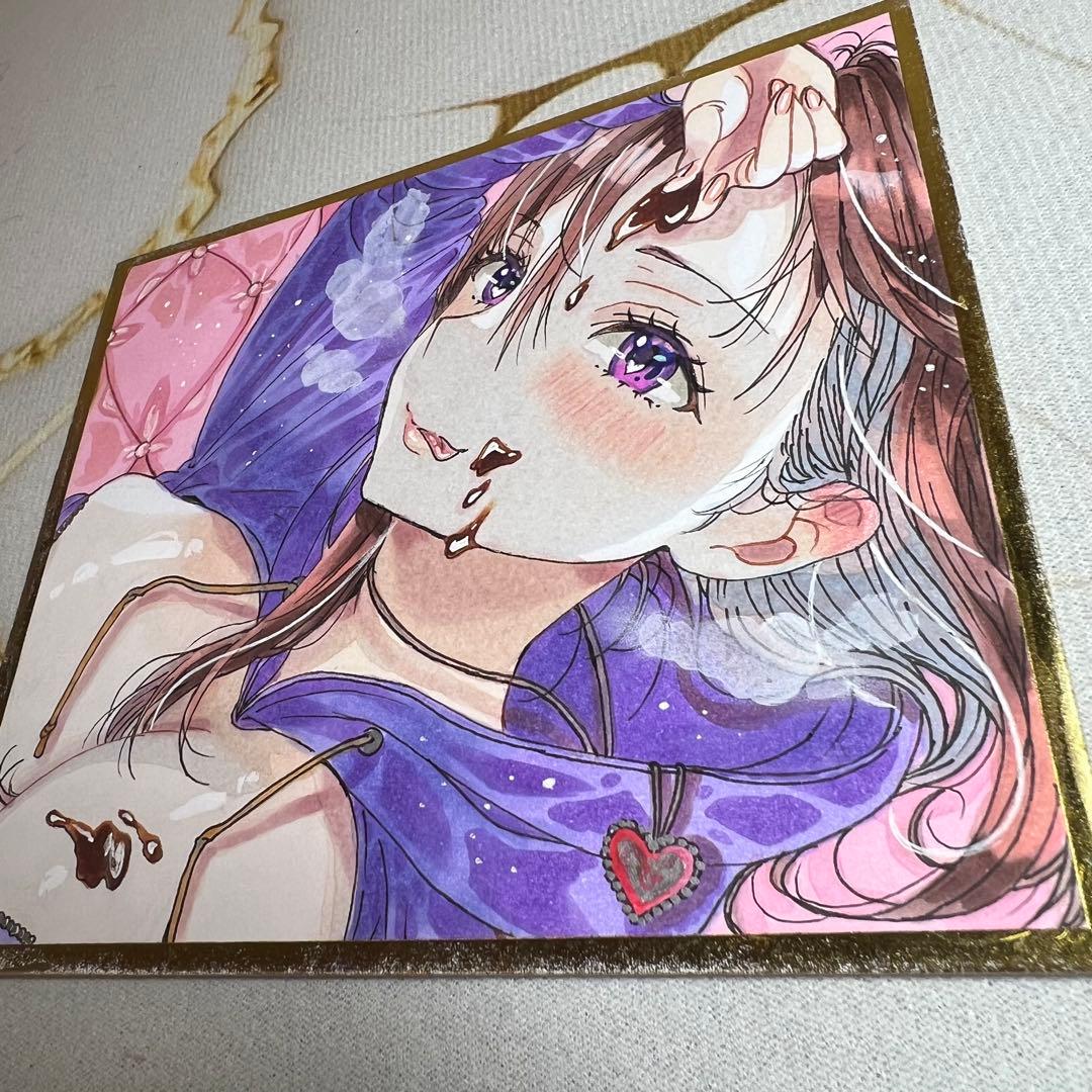 し*じ様 手描きイラスト オリジナルイラスト アナログイラスト コピック 色紙