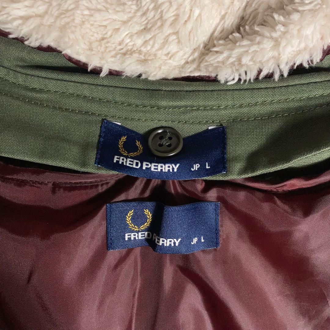 FREDPERRY‼︎ ライナー付きモッズコート 刺繍ロゴ カーキ L.