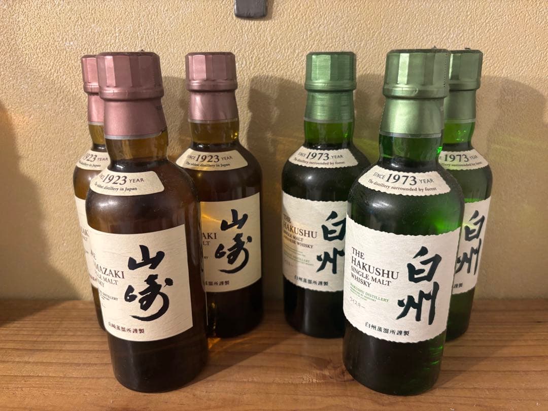 山崎・白州ウイスキー 180ml 各3本＝6本セット　※未開封