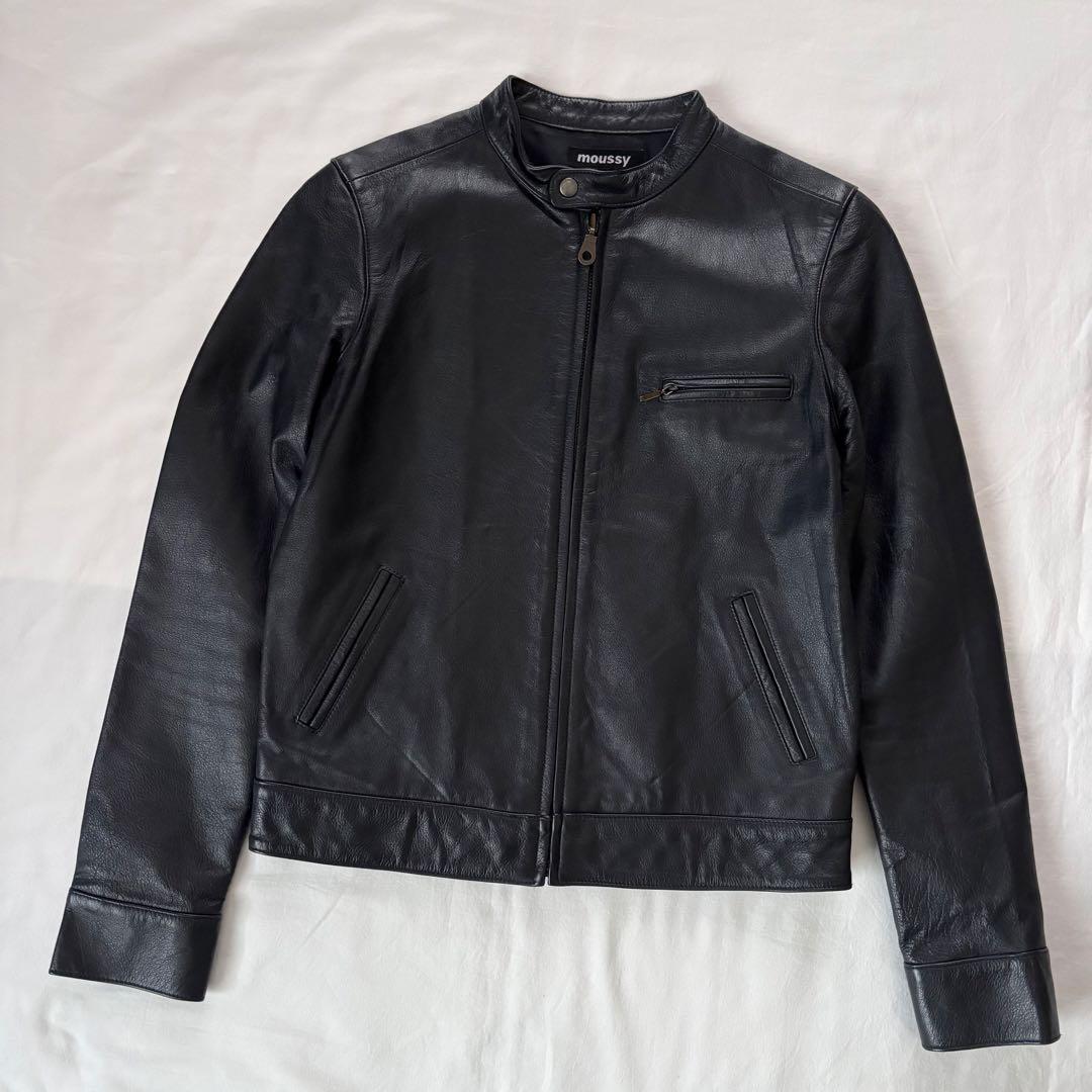 大人気！MOUSSY 牛革 シングル ライダース レザー ジャケット