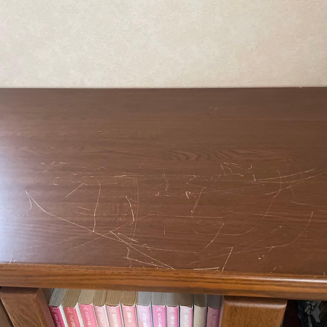 木製 ガラス付き 本棚 スライド式 ブックシェルフ キャビネット