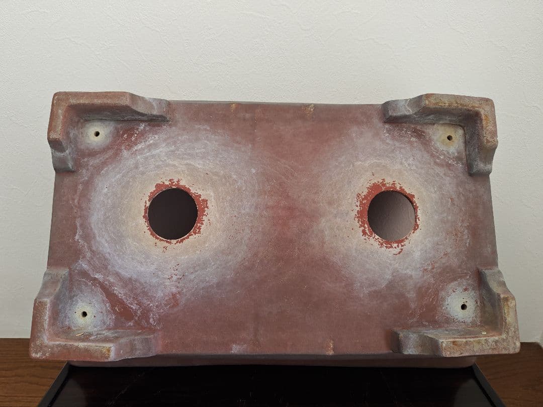 赤色長方形陶器鉢　希少サイズ　超大型 約61cmx39cm×20.5cm