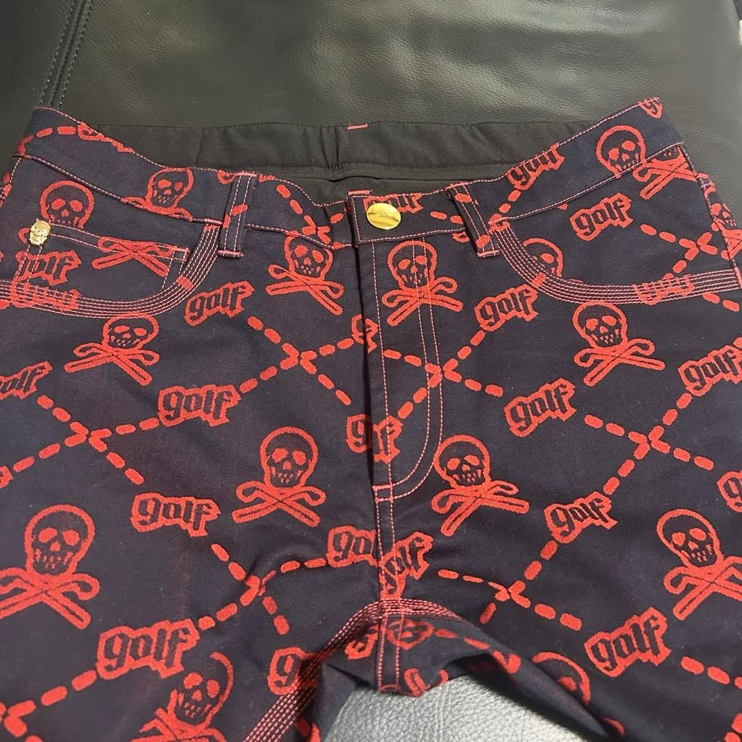 MARK&LONAマークアンドロナ ストレッチ パンツ スカル ブラック ゴルフ