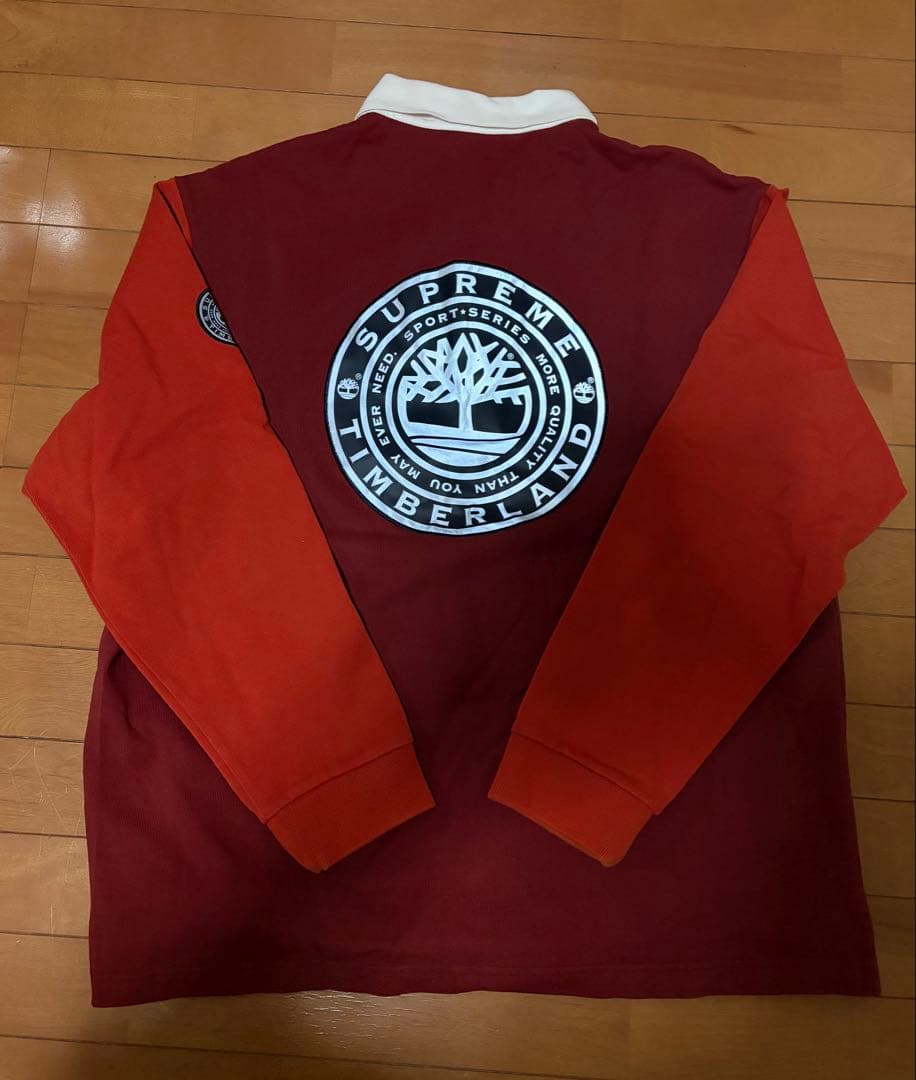 SUPREME ×TIMBERLAND ラガーシャツ 赤/オレンジ