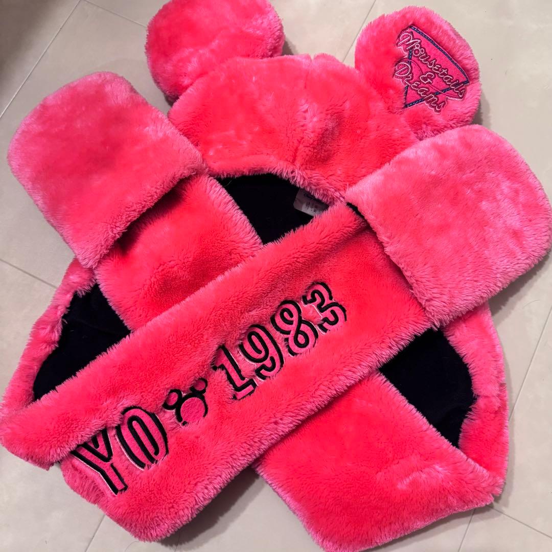 ミッキーマウスピンクマフラーキャップ　1983年