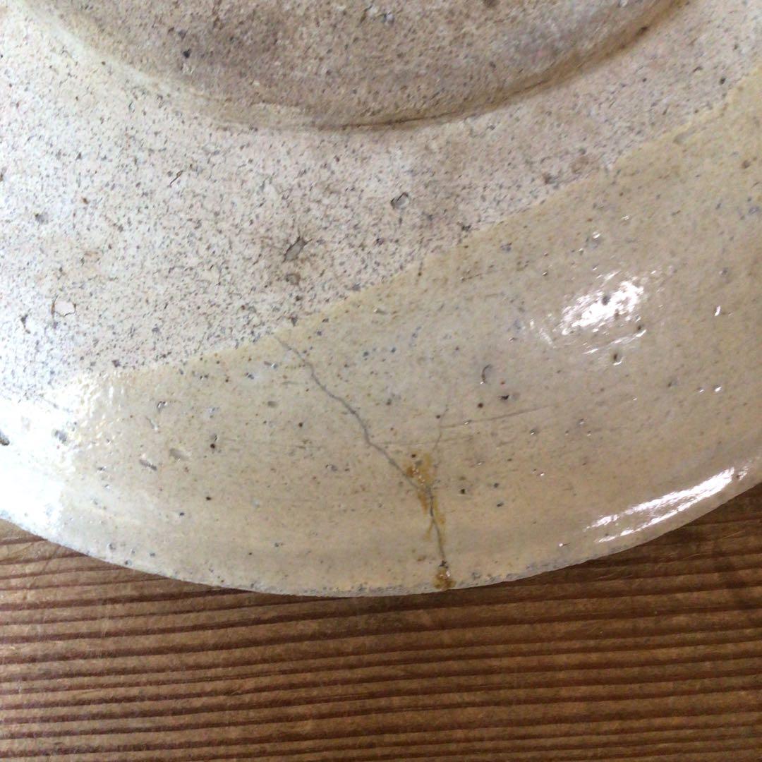 No4146 瀬戸焼き　鉄釉　馬の目皿　直径27.5cm 古瀬戸　石皿　送料無料