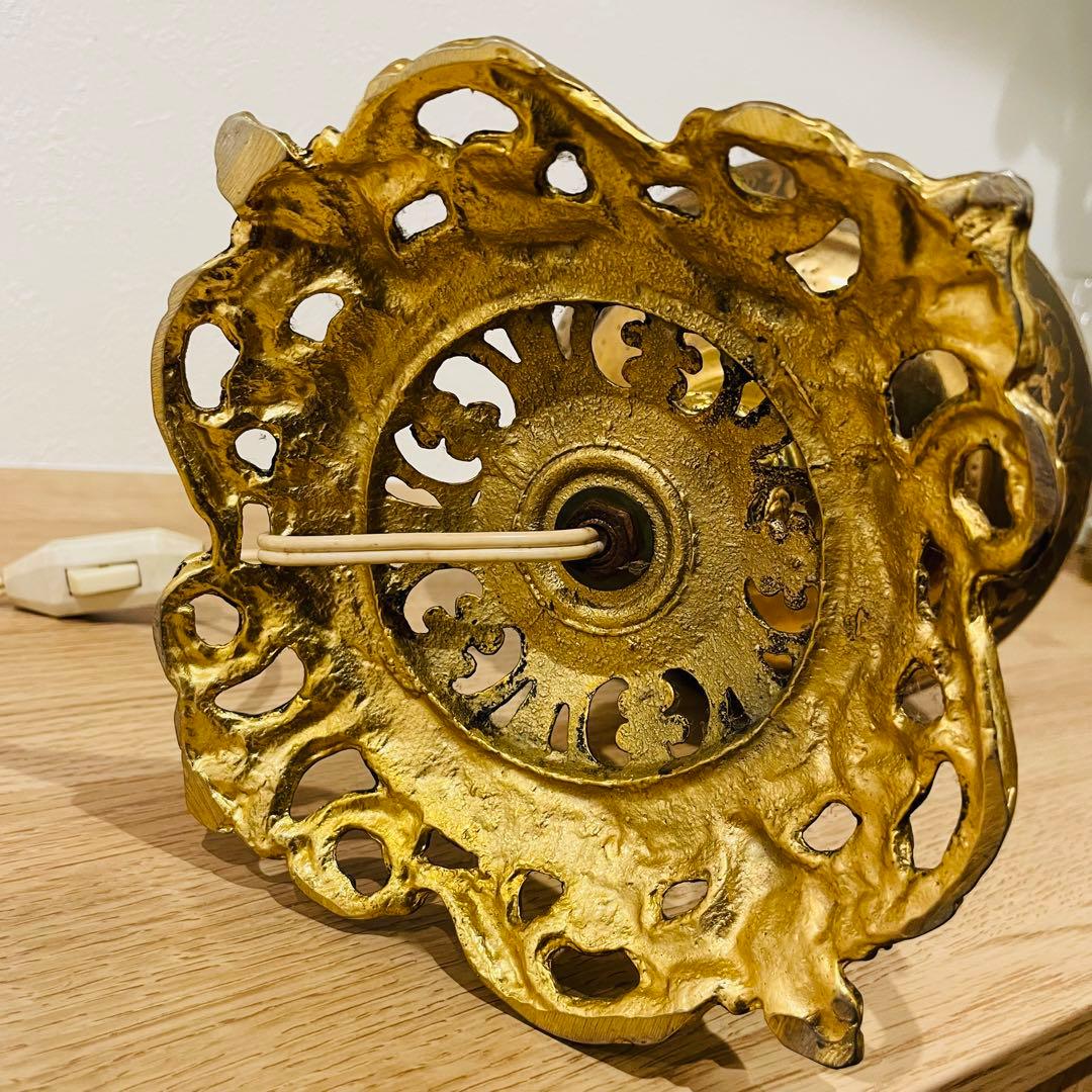 大型 アンティーク スタンドランプ フリル シェード 真鍮製 高さ58cm