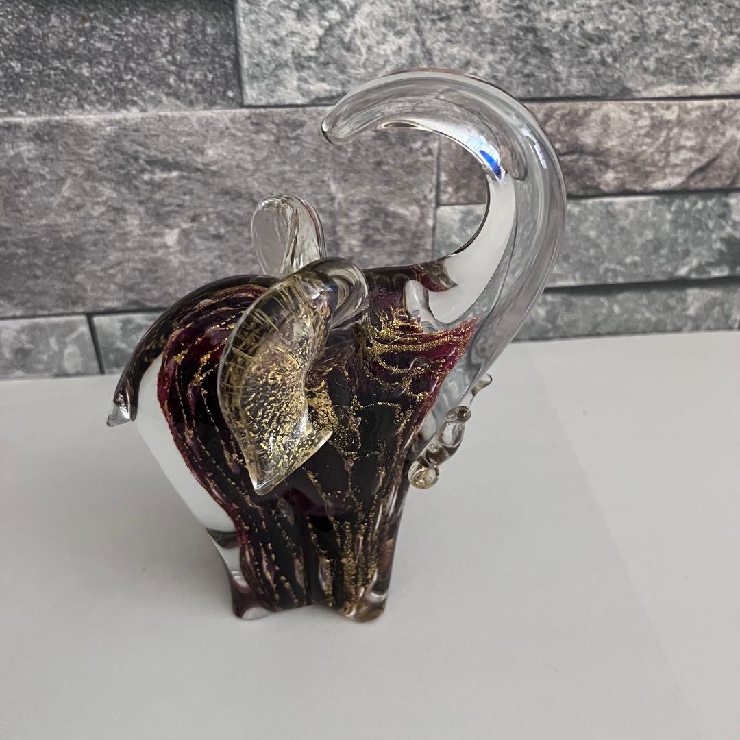 ヴェネチアングラス ムラーノ　murano ガラス置物　硝子細工　 象　ゾウ