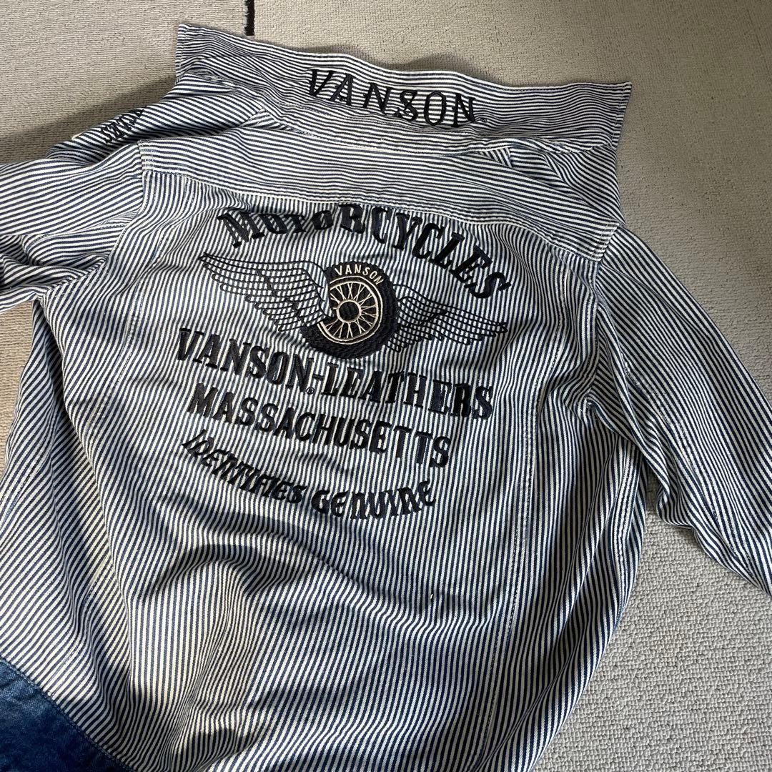 希少　VANSON バンソン　ストライプデニム つなぎ