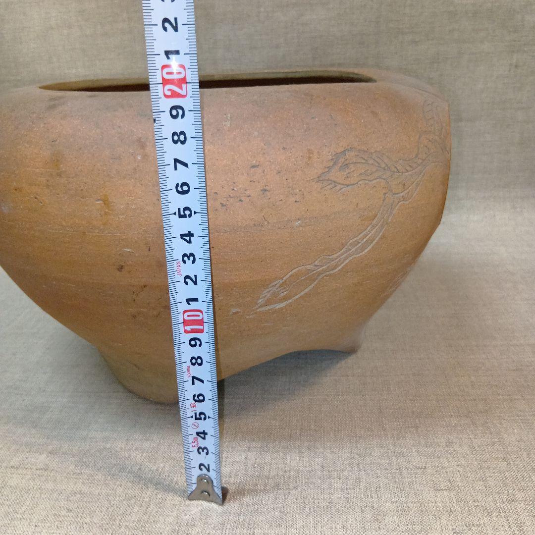 盆栽鉢 水盤 鳥のレリーフ 素焼きの鉢 陶器製オープントップボウル 1点物