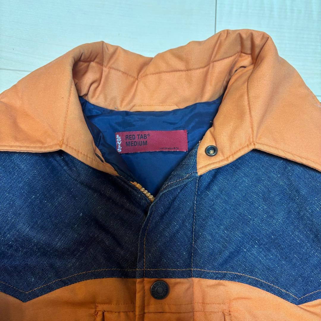 Levi's RED TAB ダウンジャケット オレンジ 濃紺デニム Mサイズ
