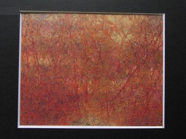 角田信四郎、【秋草】、希少な額装用画集より、状態良好、新品額装付