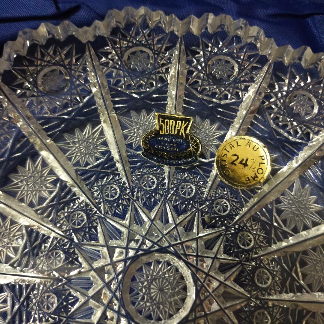 ボヘミア　500PK　豪華カット　クリスタル　皿　プレート　5枚