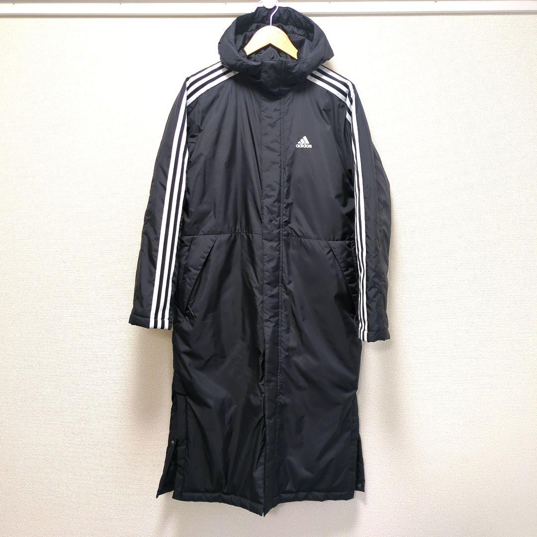 adidas アディダス ベンチコート ロングコート 黒 L