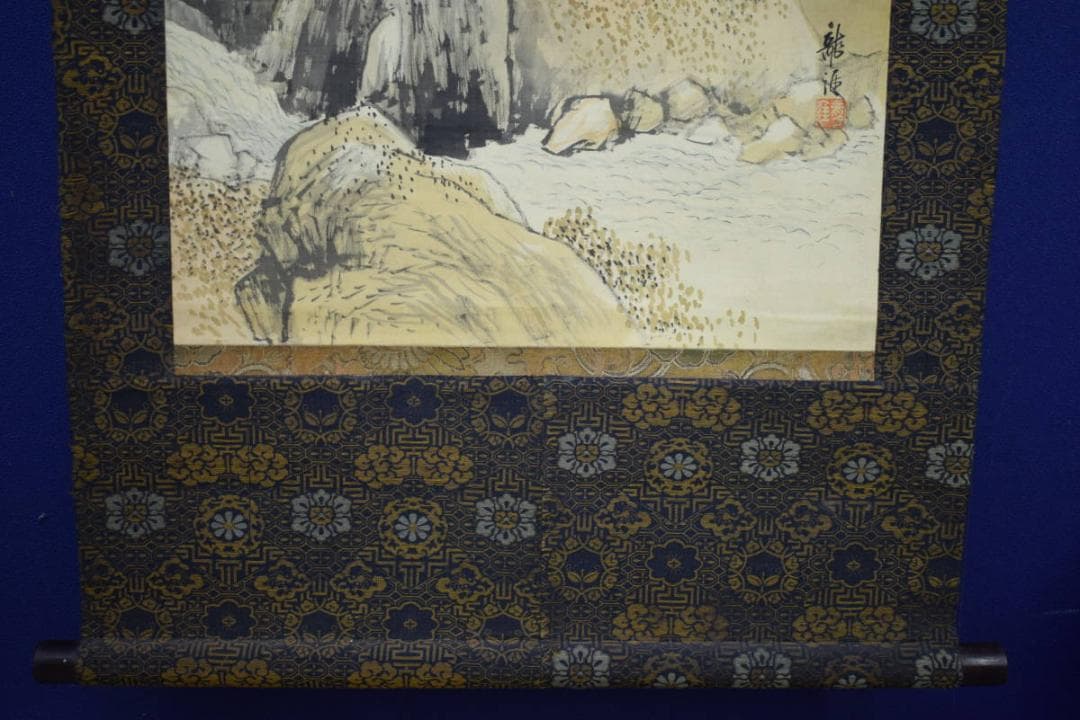 真作/伊藤龍涯/秋景山水図/布袋屋掛軸HJ-544