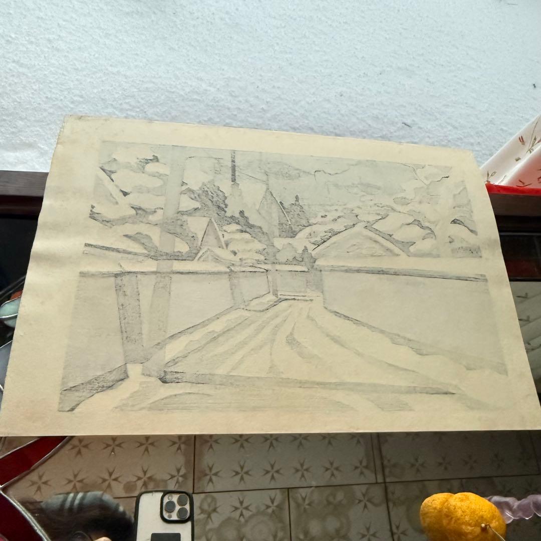 超限定10月4日20時迄‼️井堂雅夫金沢十景「冬の長町」金沢 木版画和紙マット