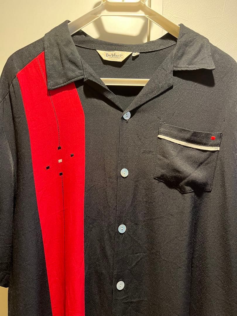 50s ボーリングシャツ DaVinci USA製 刺繍 オープンカラーシャツ