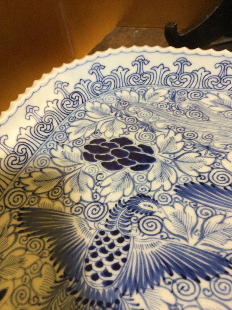 古伊万里 四角皿 幅約28.3センチ 木箱付き