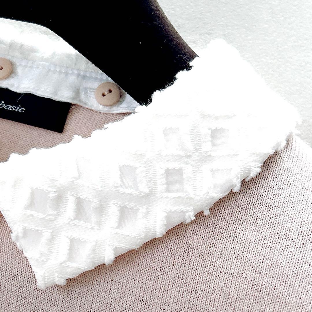 希少✨人気　ルネ　襟付きビジューカメリアボタンカーディガンバイカラーピンク洗える