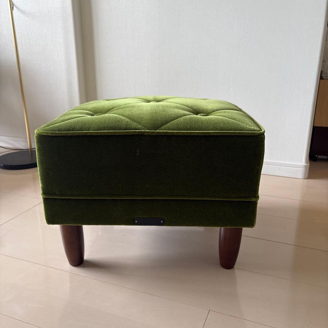 美品 カリモク60 モケットグリーン オットマン