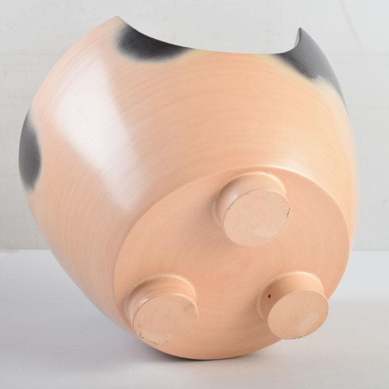 茶道具　蒲池窯　土器師　伊藤征隆作　雲華紅鉢風炉　共箱　C　9067A