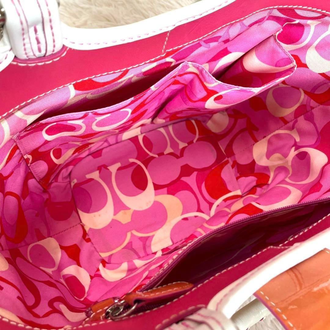 美品✨コーチ　フラワーモチーフ ストローバッグ かごバッグ 花 ソーホー　保存袋