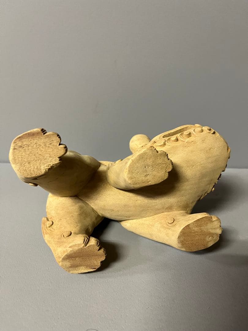 木彫り　獅子像　１対　35