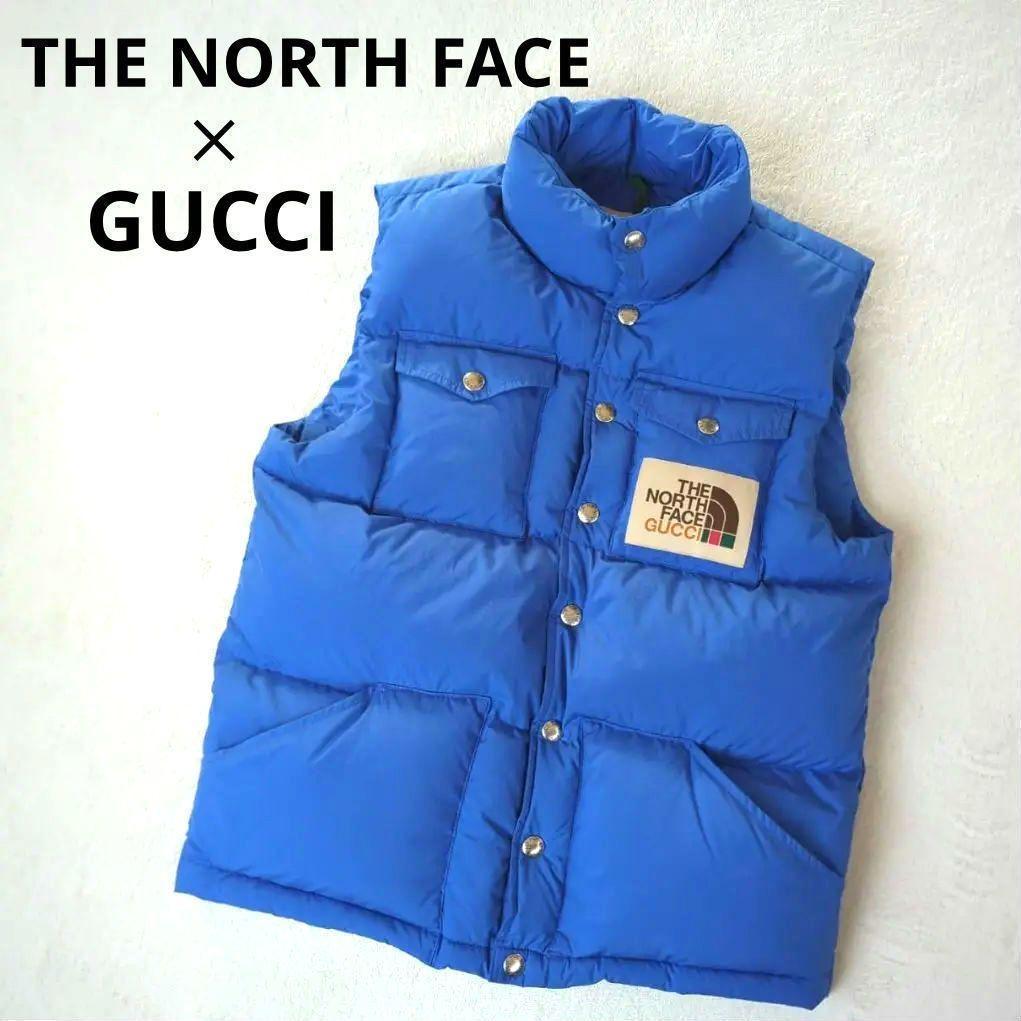 【コラボ】 グッチ ノースフェイス ダウンベスト ブルー サイズS アウター