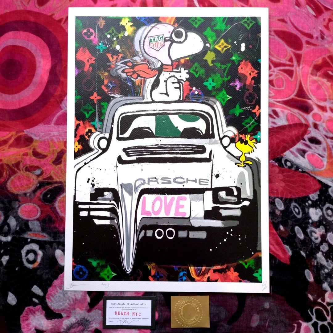 kazu　額装　death nyc 世界限定100枚　スヌーピー　ポルシェ