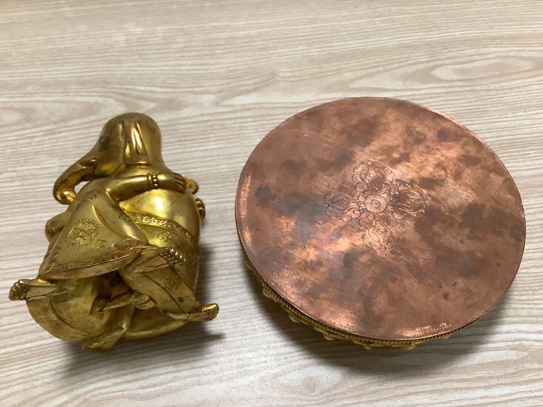 《 チベット密教　新品　1点物 》 オリジナル　鍍金　歓喜天　ガネーシャ　A