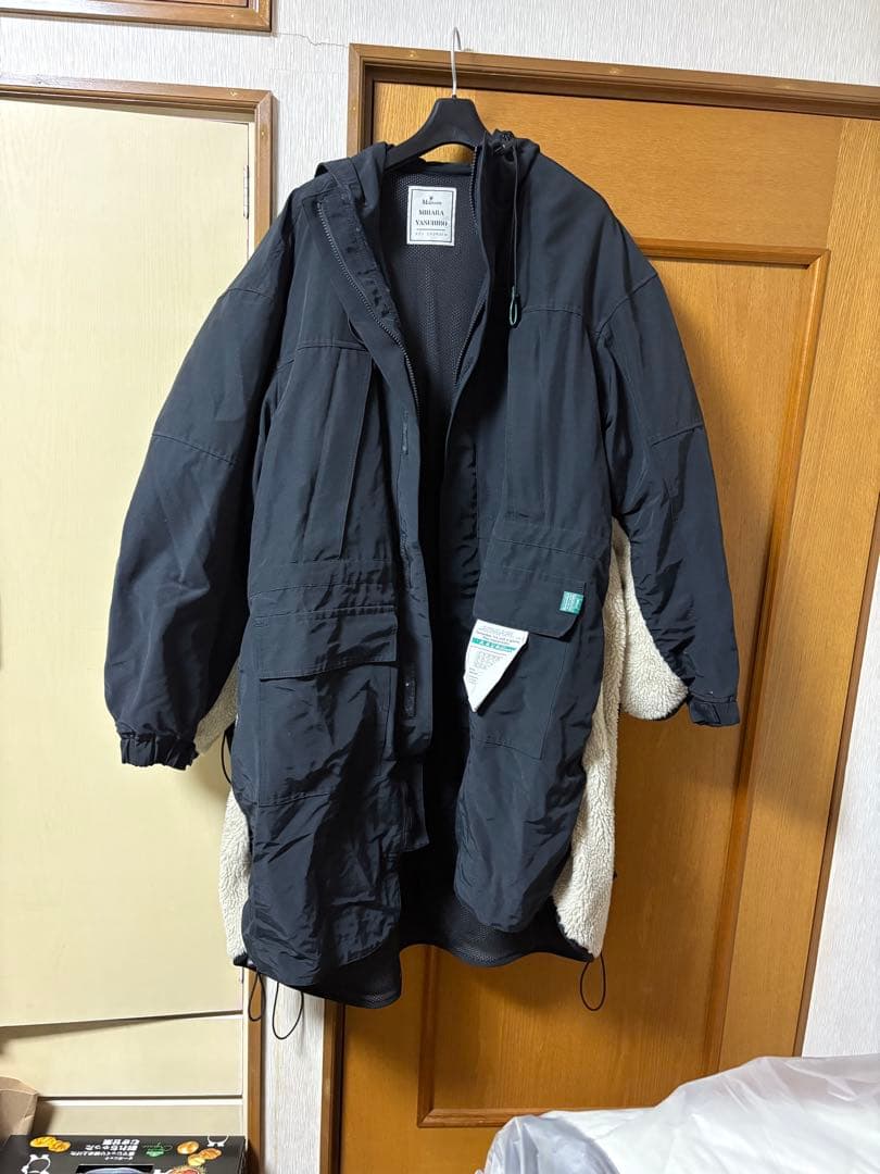 メゾンミハラヤスヒロ　フリースライニング フード付きモッズコート