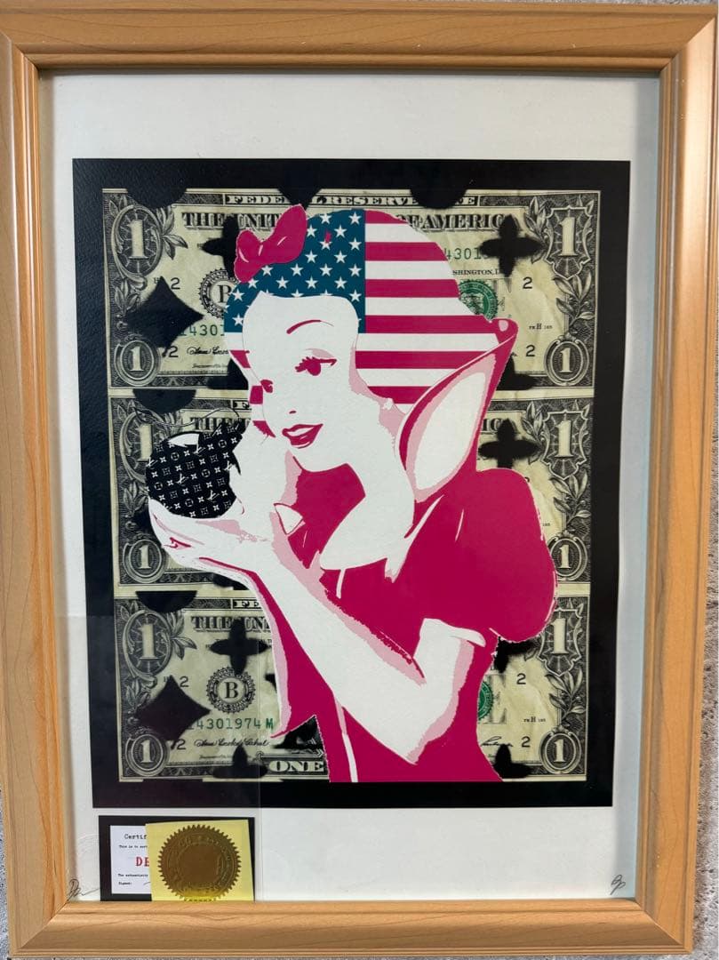 DEATH NYCのアートポスター ディズニー ドル紙幣 星条旗
