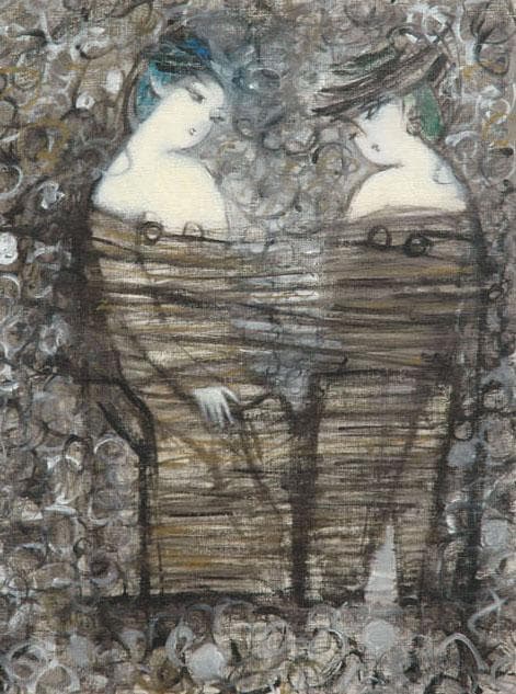 油絵 菅家令子 絵 絵画 インテリア F6-083011 人物 女性像