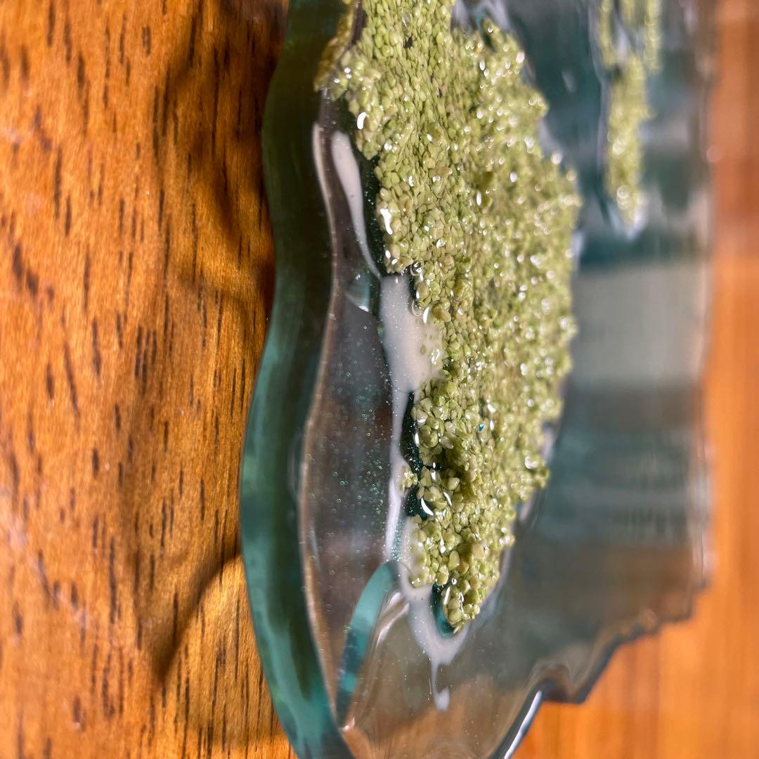 Aloha装飾プレート 青緑色　Hawaii レジン